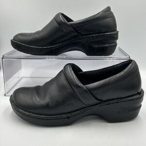 B.O.C. Peggy Clogs SlipOn Black Pebbled Leather 8.5 Medical Comfort Arch Support